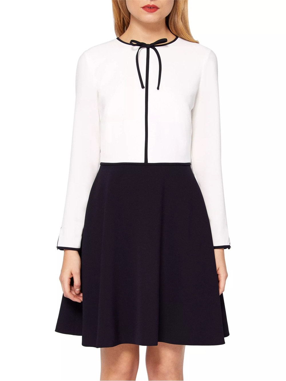TED BAKER Loozy Long-Sleeve Skater Skirt - White and Black ❤️❤️